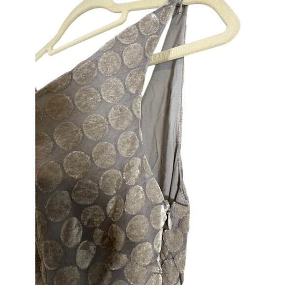 Banana Republic Velour Babydoll Maxi Dress 10 Gray Polka Dot Y2K Retro Tank 80s - Picture 6 of 14